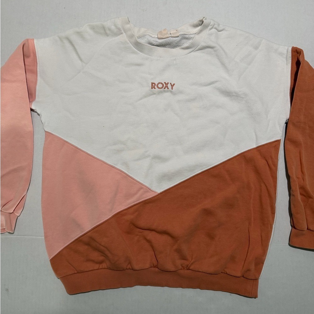 Y2k Roxy Pullover Peach Orange and White sweatshirt Women's Medium‎